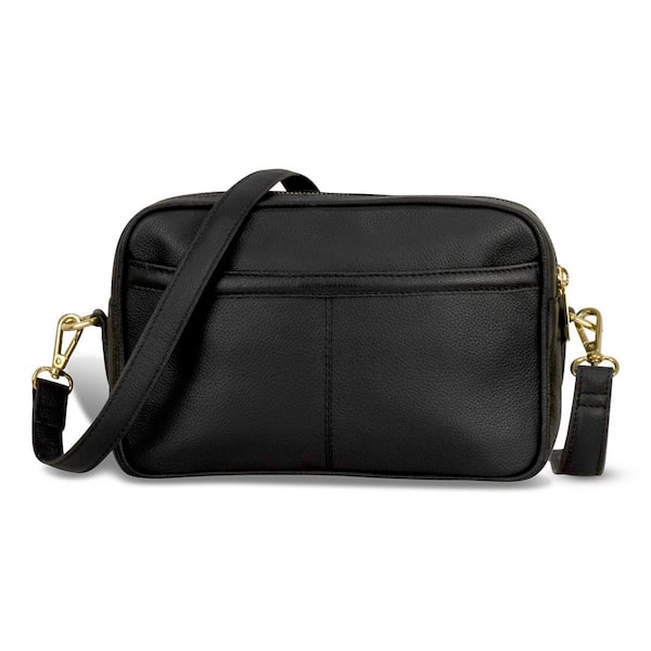 Leather bag, black bag, wide capacity, black leather, outer store pockets, zipper closure, handbag and shoulder bag