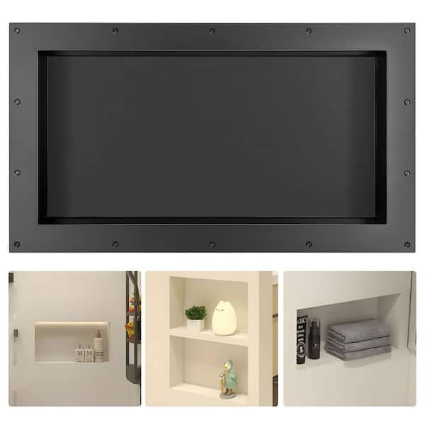Shower Niche 3.8 in. W x 16 in. H x 28 in. ABS Shower Niche Set of 1Piece in Black-Single Shelf with Tile Ready,Shelves