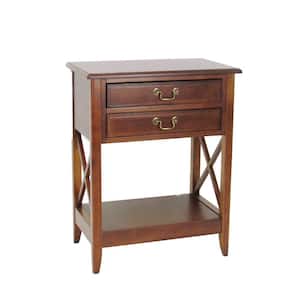 Brown 2-Drawers Wooden 21 in. W Nightstand