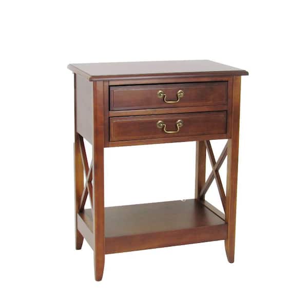 Benjara Brown 2-Drawers Wooden 21 in. W Nightstand