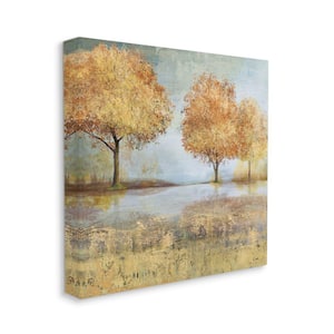 "Autumn Trees by Lake Countryside Landscape" by Carson Lyons Unframed Nature Canvas Wall Art Print 17 in. x 17 in.