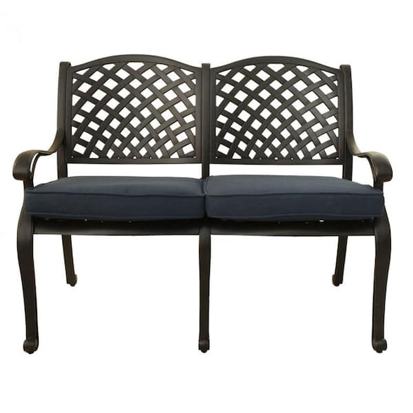 ZIRUWU Blue Bench 37 in. H x 46 in. W x 27 in., D Garden Bench, Denim Blue