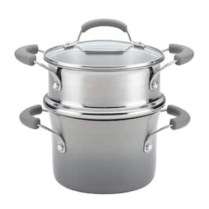 3 qt. Classic Brights Aluminum Nonstick Sauce Pot and Steamer Insert Set, Sea Salt Gray Gradient