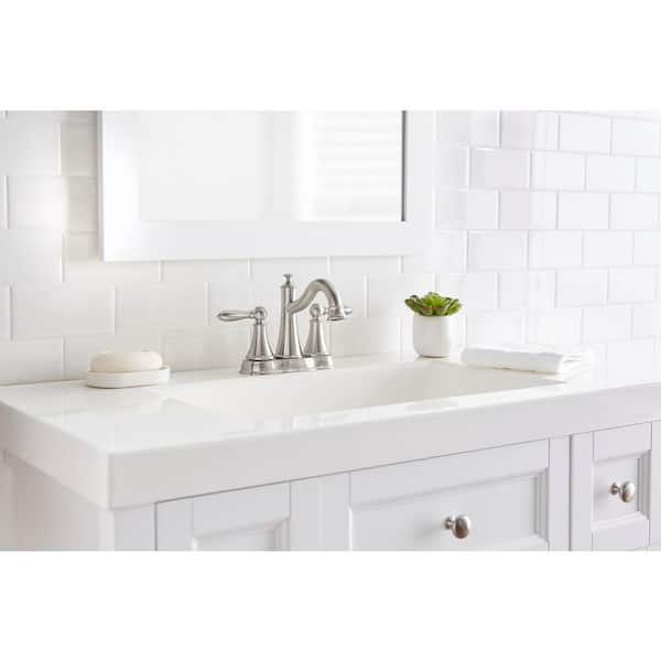 Varina 4 in. Centerset Double-Handle High-Arc Bathroom Faucet in Brushed Nickel