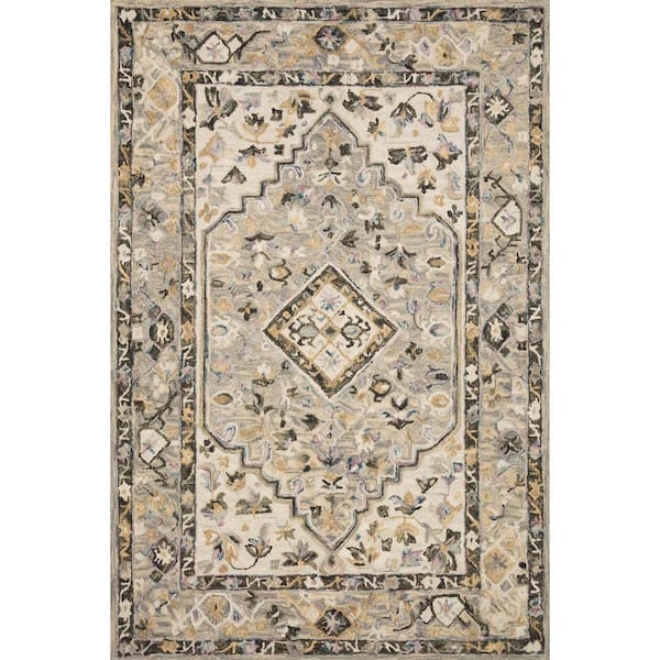 LOLOI II Beatty Grey/Ivory 1 ft. 6 in. x 1 ft. 6 in. Sample Traditional Wool Area Rug
