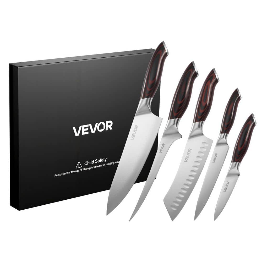 Kitchen Knife Set, 5-Piece High Carbon Stainless Steel Sharp Knife Set, Durable and Rust-Resistant, Professional Kitchen