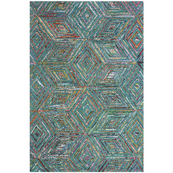 SAFAVIEH Nantucket Blue 4 ft. x 6 ft. Geometric Area Rug