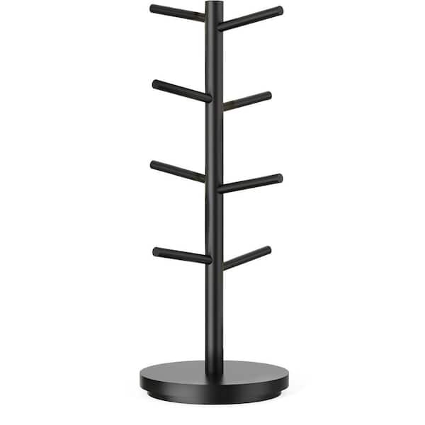 Upgraded 8-Hook Black Coffee Mug Tree 360 Rotated Cup Holder Organizer Stand for Counter Kitchen Bar Accessories