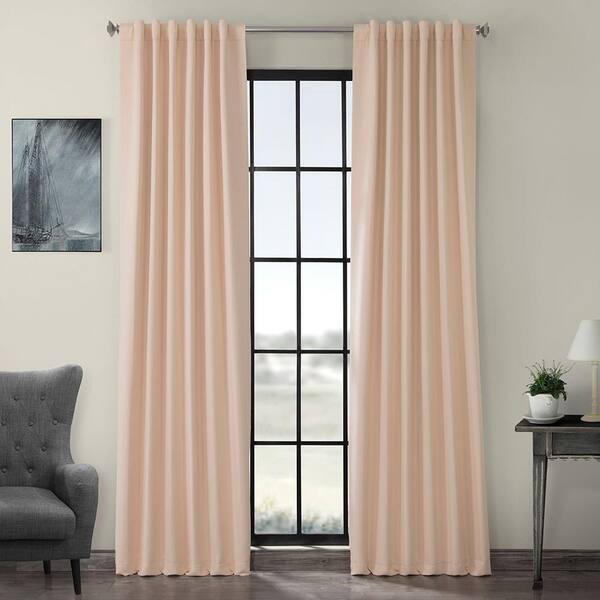 Exclusive Fabrics Furnishings Bellini Peach Rod Pocket Blackout Curtain 50 In W X 120 L Boch 141314 The Home Depot Exclusive Fabrics Furnishings Bellini, Peach Window Curtains