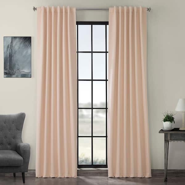 Exclusive Fabrics & Furnishings Bellini Peach Polyester Room Darkening Curtain - 50 in. W x 96 in. L Rod Pocket with Back Tab Single Curtain Panel