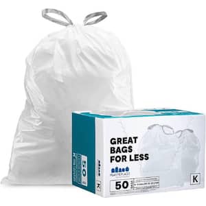 10 Gal. / 38 Liter White Trash Bags Compatible with simplehuman Code K 24.4 in. x 28 in. (50 Count)