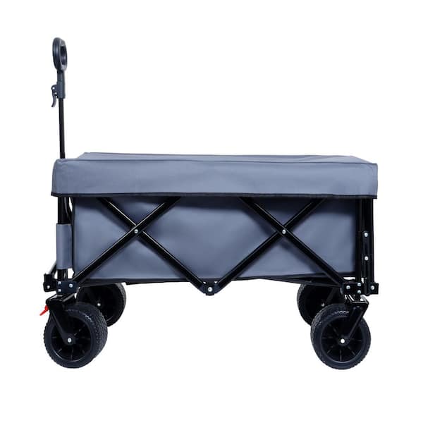 1-PC Foldable Serving Cart with Extended Tailgate, Waterproof UV-Resistant Cover, All-Terrain Wheels and Wheel Brakes