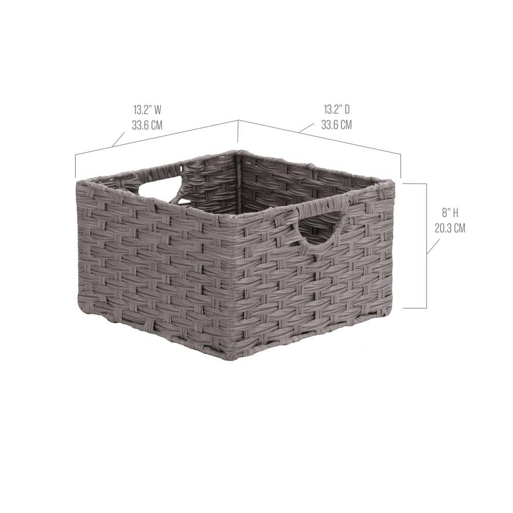 Gray 13.25 in. x 8 in. Plastic Decorative Basket Cube Storage Set of 2