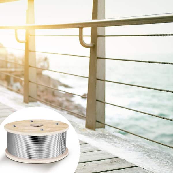 4700 lbs. 3/16 in. x 501 ft. Stainless Steel Vinyl Coated Wire Rope (By-the-Foot), Steel Cable Railing Decking