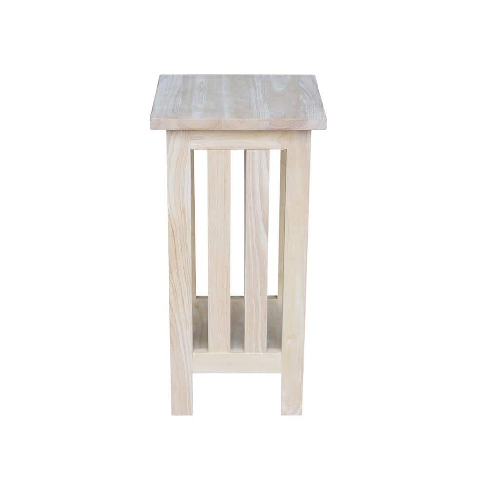 Unfinished Parawood 24" Mission Plant Stand with Lower Shelf