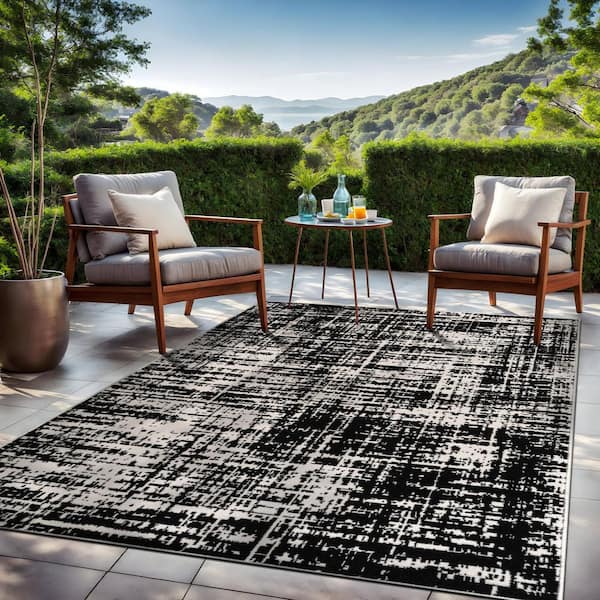 Beverly Rug Atlas Black 9 ft. x 12 ft. Rubber Back Washable Modern