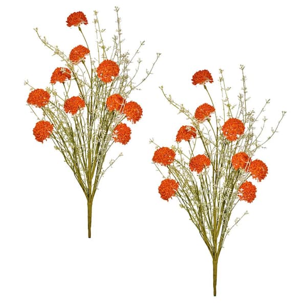 23 in. Orange Artificial Allium Flower Bush