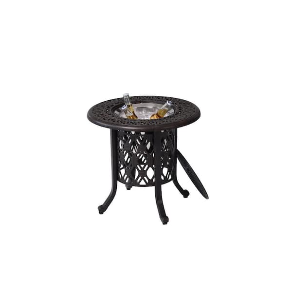 Unbranded Outdoor Bronze Cast Aluminum Food Grade 304 Stainless Steel Ice Bucket/Pail Table Set, Outdoor Black Side Table