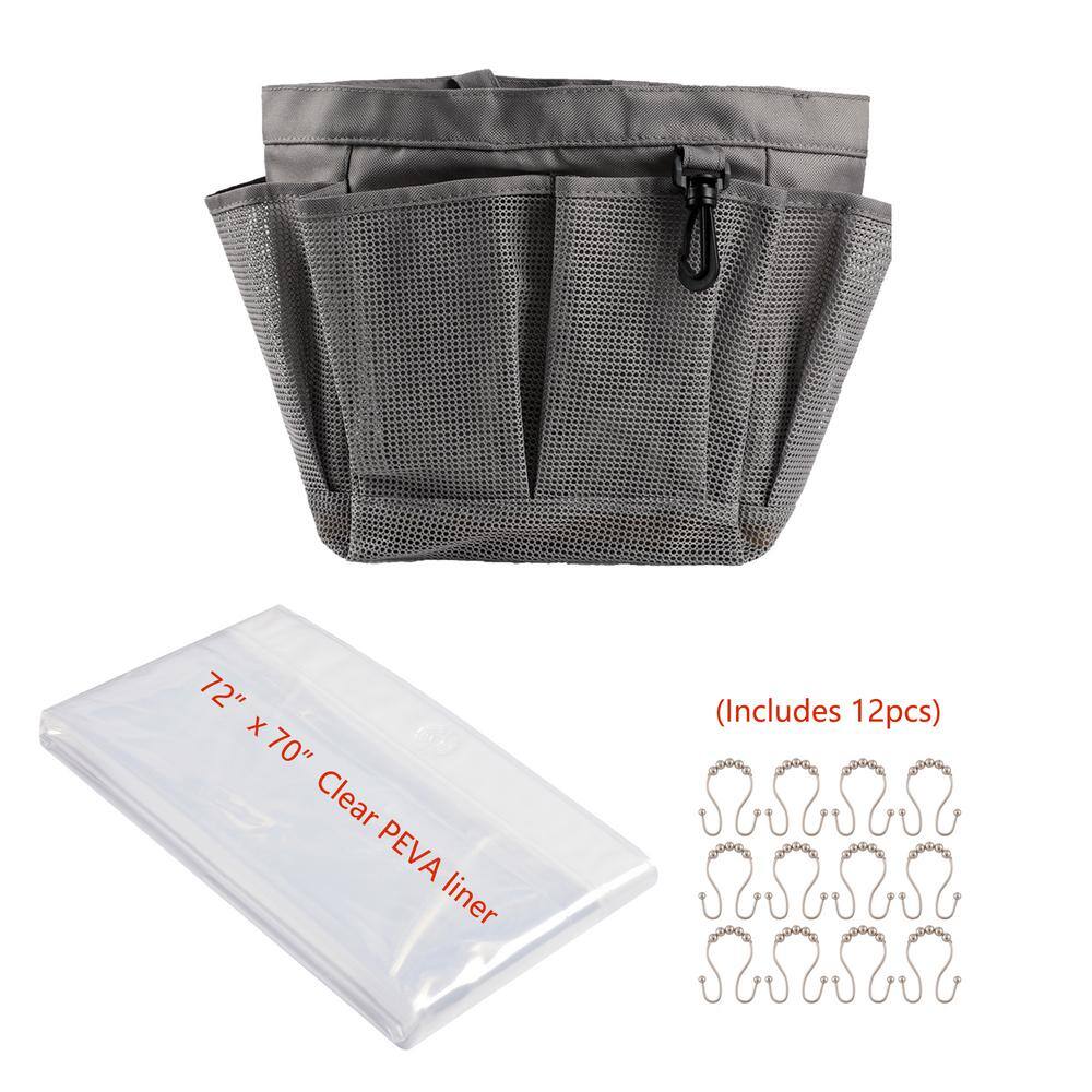 Utopia Alley Mesh Portable Shower Caddy, with 3gauge PEVA liner & 12pcs Stainless Steel Shower