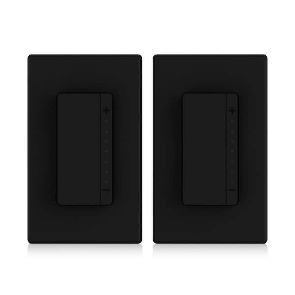 Smart Dimmer Light Switch Single Pole 2.4GHz Wi-Fi Dimmer Switch Compatible w/Alexa and Google Assistant Black, 2-Pieces