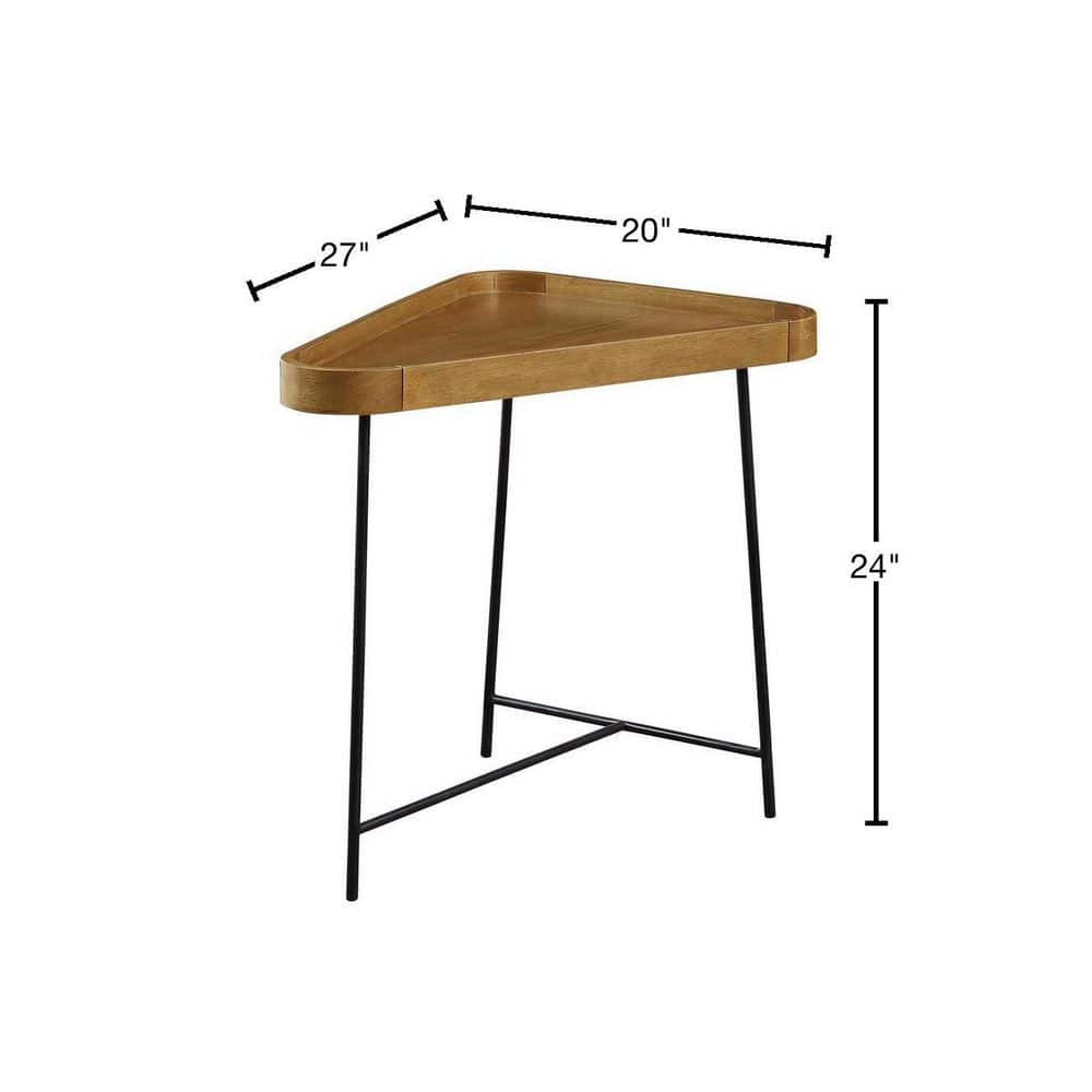 Lunar 27 in. Acacia Driftwood/Black Triangle Wedge MDF End Table - thumbnail 8