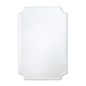 24 in. W x 36 in. H Frameless Scalloped Rectangular Beveled Edge Bathroom Vanity Mirror