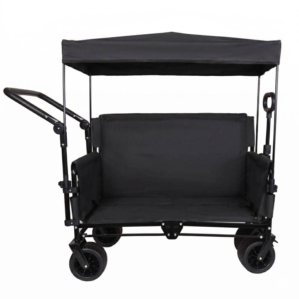 6.35 cu. ft. Steel Utility Wagon Garden Cart with Extended Height Wall, Open Side, Canopy, Push Handle, in Deep Black price history on PriceWatchPro
