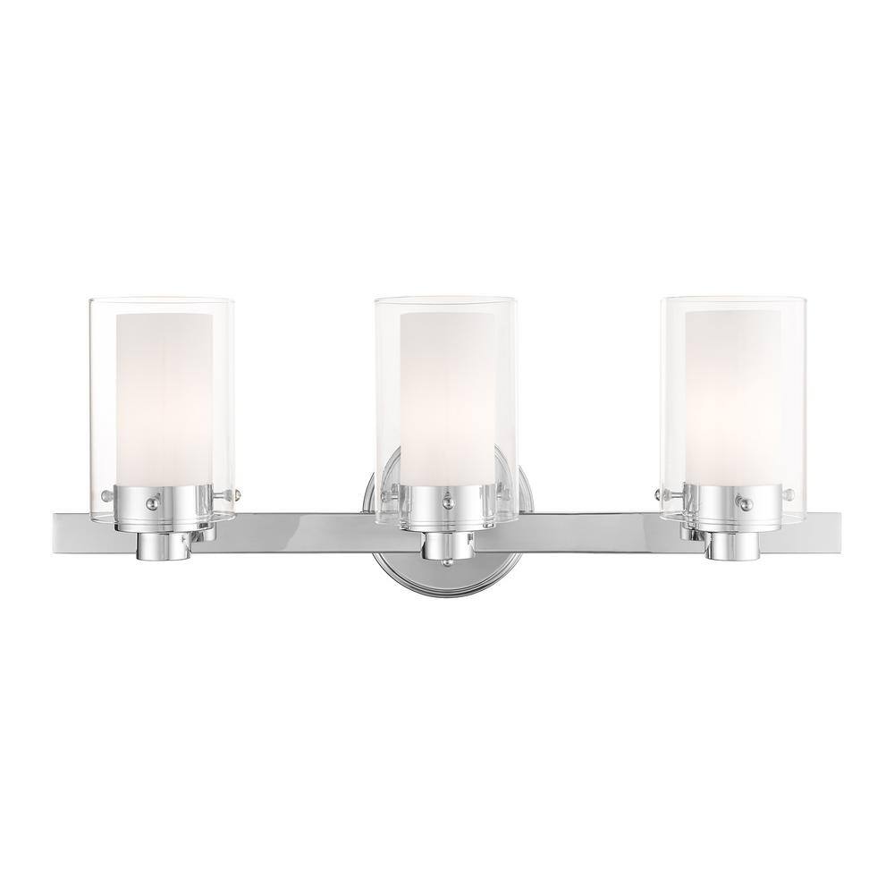 Santuario Polished Chrome 3-Light Dimmable Vanity Light with Opal Glass