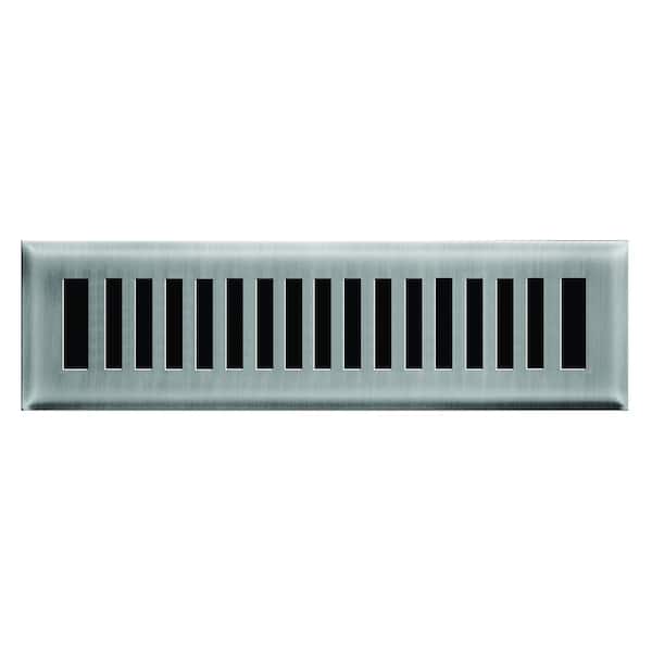 Hampton Bay 2 in. x 12 in. New York Modern Floor Register in Brushed Nickel