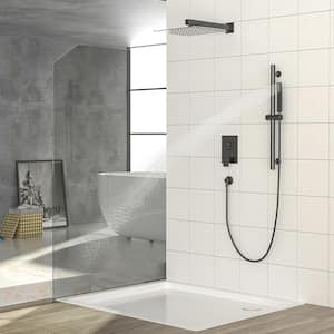 Shower Faucet with Adjustable Slide Bar 12 in. Wall Mounted Square Shower Head with Body Spray in Matte Black