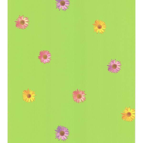 National Geographic Lime Green Spot Floral Wallpaper Sample