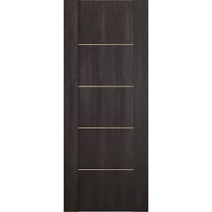 Vona 01 4H Gold 18 in. W x 80 in. H x 1-3/4 in. D 1-Panel Solid Core Veralinga Oak Prefinished Wood Interior Door Slab