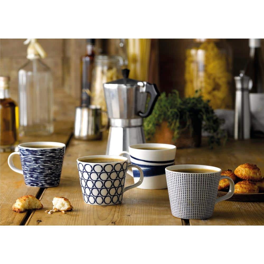 Blue and White Ceramic Microwave Safe Mug Set