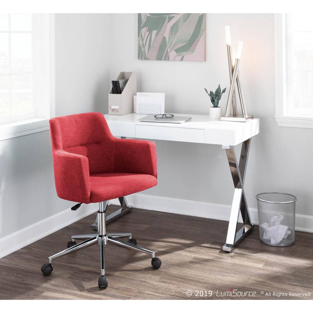 Celtic Red Fabric Swivel Arm Chair with Metal Base
