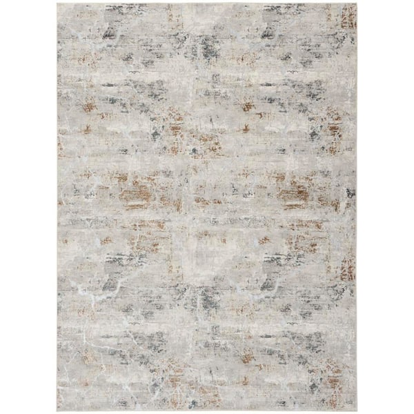 Nourison Glam Grey Multicolor 8 ft. x 10 ft. Abstract Contemporary Area Rug