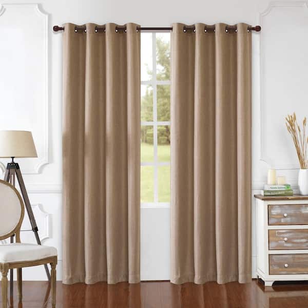 Lyndale Decor Odyssey 126 in. L x 52 in. W Blackout Polyester Curtain in Beige