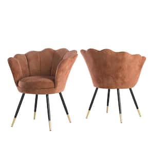 Pink Velvet Black And Gold Metal Leg Seashell Accent Chairs (Set of 2)