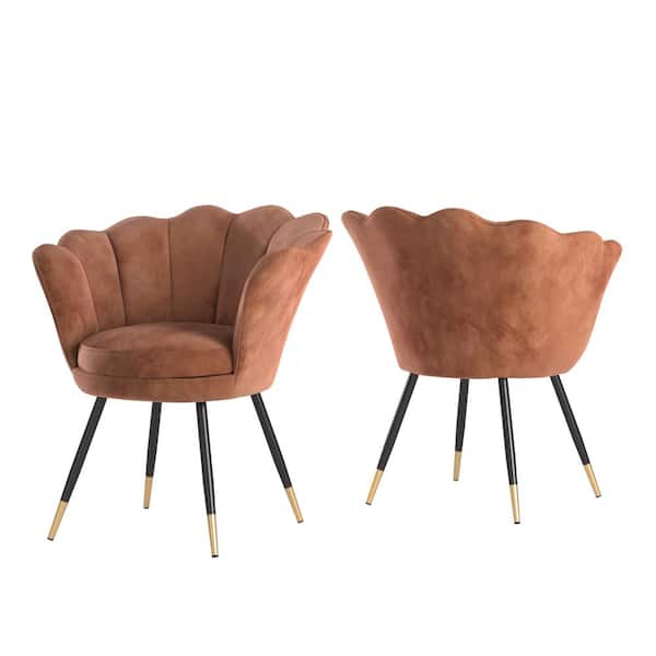 HomeSullivan Pink Velvet Black And Gold Metal Leg Seashell Accent Chairs (Set of 2)