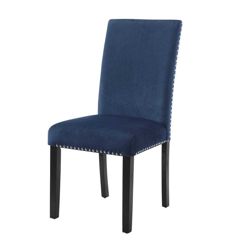 Celeste 5-Piece Blue Velvet and Faux Marble Dining Set