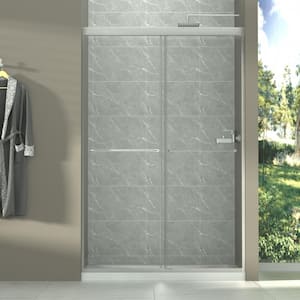 Victoria 44-48 in. W x 72 in. H Sliding Framed Shower Door in Brushed Nickle Finish with Clear SGCC Tempered Glass