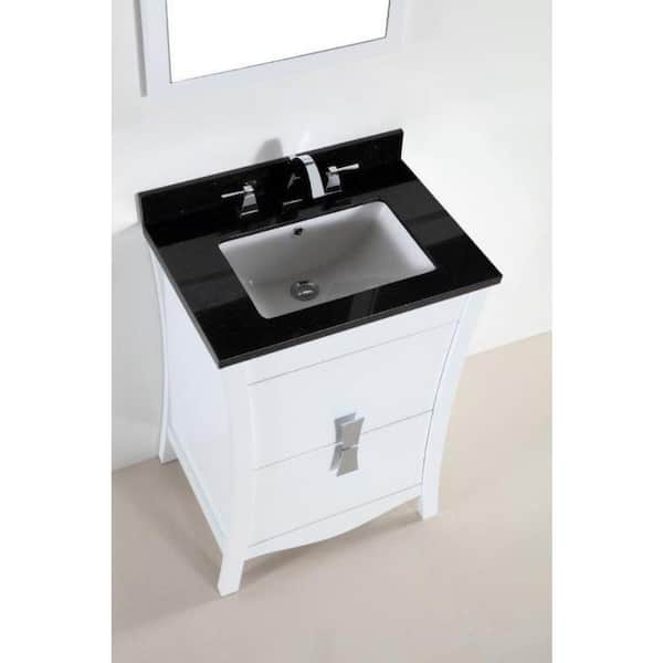 Tracy 24.5 in. W x 19 in. D x 34 in. H Single Vanity in White with Granite Vanity Top in Black Galaxy with White Basin