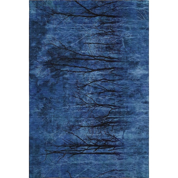 Mayfield Premium Machine Washable Abstract AMF2083 Blue 9 ft. x 12 ft. Area Rug