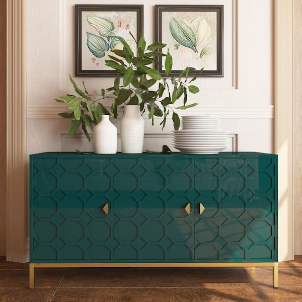 Freestanding Storage Cabinet 3-Door Accent Cabinet in Green