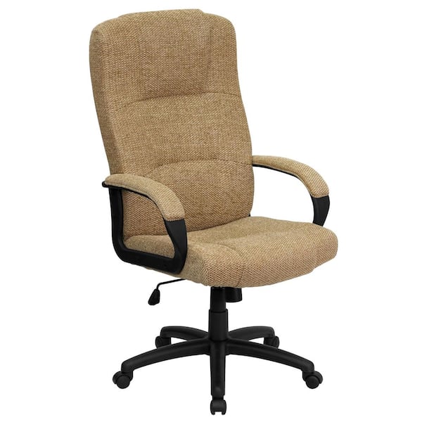 High Back Beige Fabric Executive Office Chair 