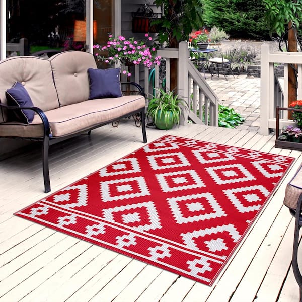 Reversible Outdoor Rugs for Patio Clearance 4x6Ft Waterproof Large Plastic  Straw Area Rug Nonslip Portable Carpet Floor Mats for RV Camping Deck