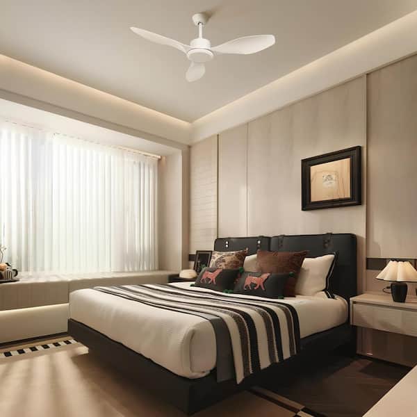 TOZING 48 in. Smart Indoor Modern Windmill White Low Profile Flush