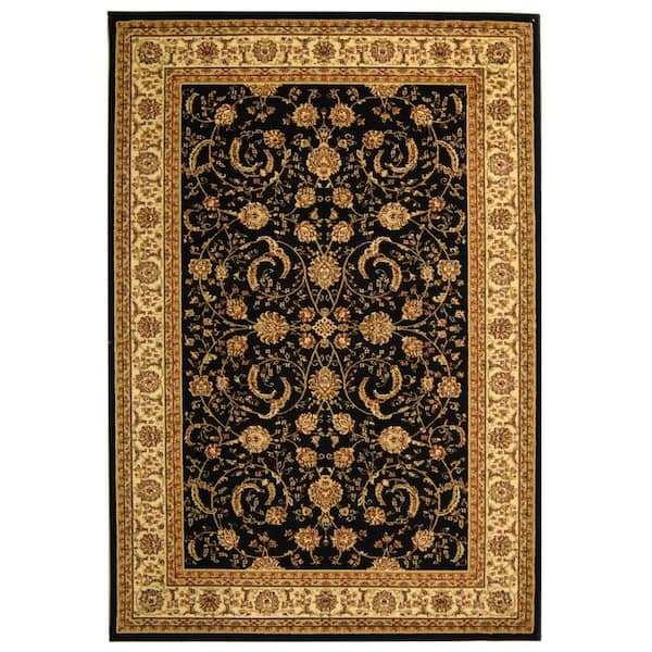 SAFAVIEH Lyndhurst Black/Ivory 8 ft. x 11 ft. Antique Floral Border Area Rug