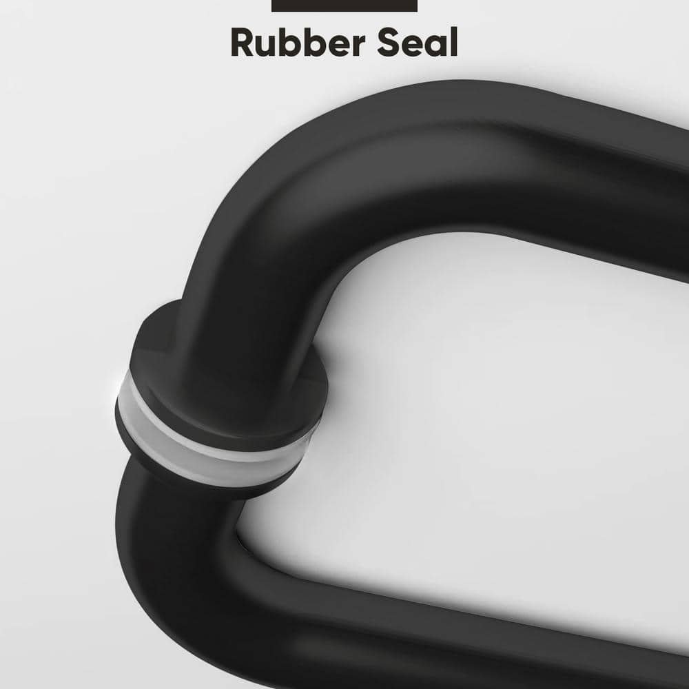 Matte Black 6 Inch Frameless Brass Shower Door Handle