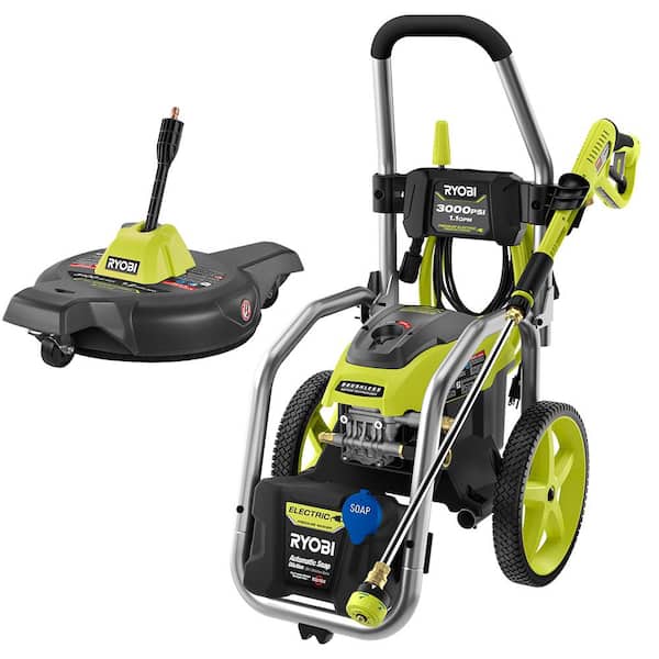 RYOBI 3000 PSI 1.1 GPM Cold Water Electric Pressure Washer and 12 in. Surface Cleaner with Caster Wheels RY143011 RY31SC312 The Home Depot