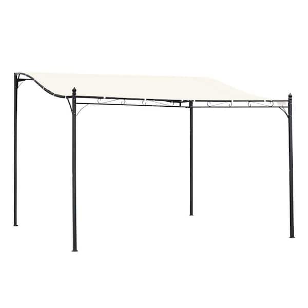 Sudzendf 13 ft. x 10 ft. Cream White Steel Outdoor Pergola Gazebo Patio Canopy with Weather-Resistant Fabric and Drainage Holes